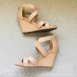 BCBGeneration | Nude/Tan Strappy Wedge Sandals